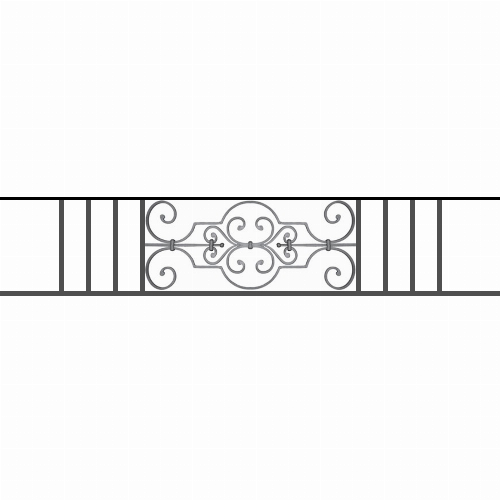 Appui de fenêtre type AF004 à sceller dans votre tableau de fenêtre. Longueur finie de 1590mm et Hauteur finie de 314mm. Convient pour les tableaux de fenêtre de 1490mm. 50mm de scellement sont prévue de chaque côté. Main courante laminée de 1490mm de long en fer forgé sur le dessus. Motif au centre de 670mm de long par 290mm de haut. Le reste de la structure est en tube acier carré de 16mm de section.