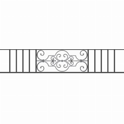 Appui de fenêtre type AF004 à sceller dans votre tableau de fenêtre. Longueur finie de 1630mm et Hauteur finie de 314mm. Convient pour les tableaux de fenêtre de 1530mm. 50mm de scellement sont prévue de chaque côté. Main courante laminée de 1530mm de long en fer forgé sur le dessus. Motif au centre de 670mm de long par 290mm de haut. Le reste de la structure est en tube acier carré de 16mm de section.