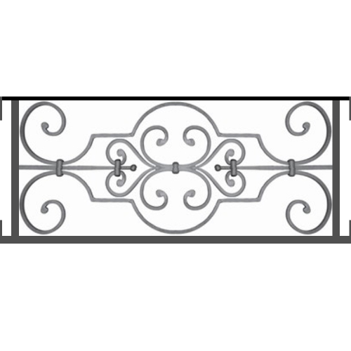 Appui de fenêtre type AF004 à visser dans votre tableau de fenêtre. Longueur finie de 750mm et Hauteur finie de 314mm. Convient pour les tableaux de fenêtre de 750mm. Main courante laminée de 750mm de long en fer forgé sur le dessus. Motif au centre de 670mm de long par 290mm de haut. Le reste de la structure est en tube acier carré de 16mm de section.