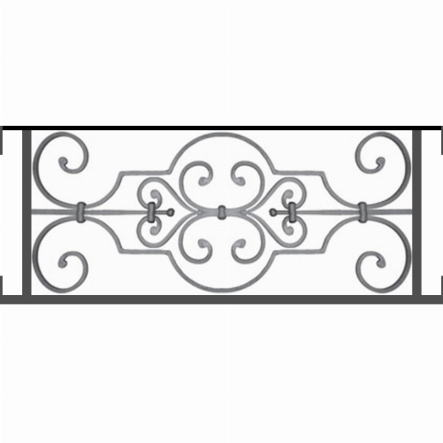 Appui de fenêtre type AF004 à visser dans votre tableau de fenêtre. Longueur finie de 780mm et Hauteur finie de 314mm. Convient pour les tableaux de fenêtre de 780mm. Main courante laminée de 780mm de long en fer forgé sur le dessus. Motif au centre de 670mm de long par 290mm de haut. Le reste de la structure est en tube acier carré de 16mm de section.