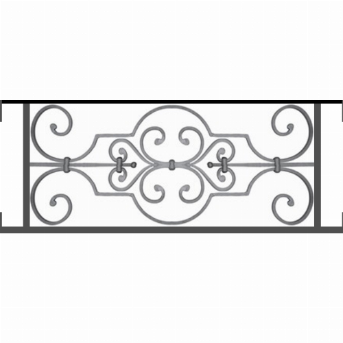 Appui de fenêtre type AF004 à visser dans votre tableau de fenêtre. Longueur finie de 810mm et Hauteur finie de 314mm. Convient pour les tableaux de fenêtre de 810mm. Main courante laminée de 810mm de long en fer forgé sur le dessus. Motif au centre de 670mm de long par 290mm de haut. Le reste de la structure est en tube acier carré de 16mm de section.