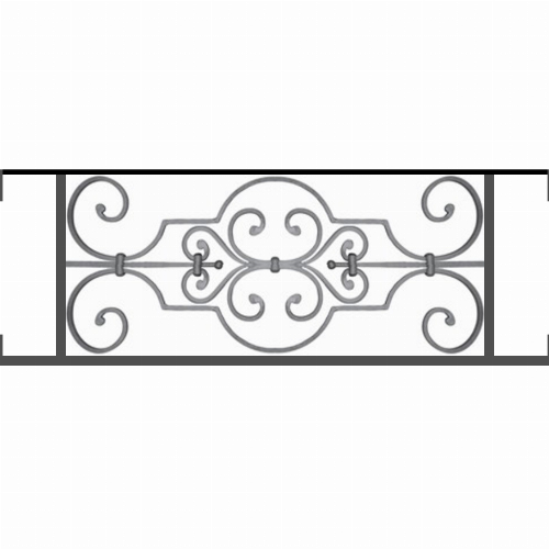 Appui de fenêtre type AF004 à visser dans votre tableau de fenêtre. Longueur finie de 880mm et Hauteur finie de 314mm. Convient pour les tableaux de fenêtre de 880mm. Main courante laminée de 880mm de long en fer forgé sur le dessus. Motif au centre de 670mm de long par 290mm de haut. Le reste de la structure est en tube acier carré de 16mm de section.