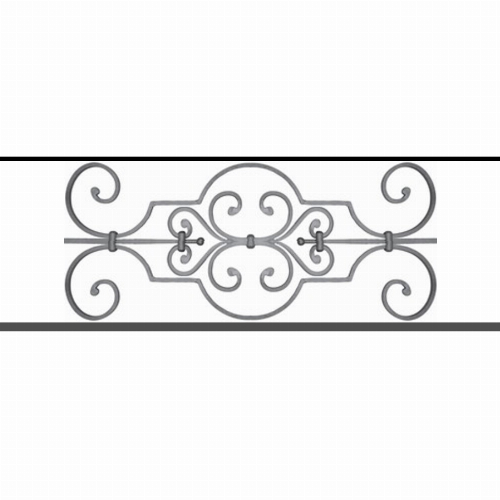 Appui de fenêtre type AF004 à sceller dans votre tableau de fenêtre. Longueur finie de 900mm et Hauteur finie de 314mm. Convient pour les tableaux de fenêtre de 800mm. 50mm de scellement sont prévue de chaque côté. Main courante laminée de 800mm de long en fer forgé sur le dessus. Motif au centre de 670mm de long par 290mm de haut. Le reste de la structure est en tube acier carré de 16mm de section.