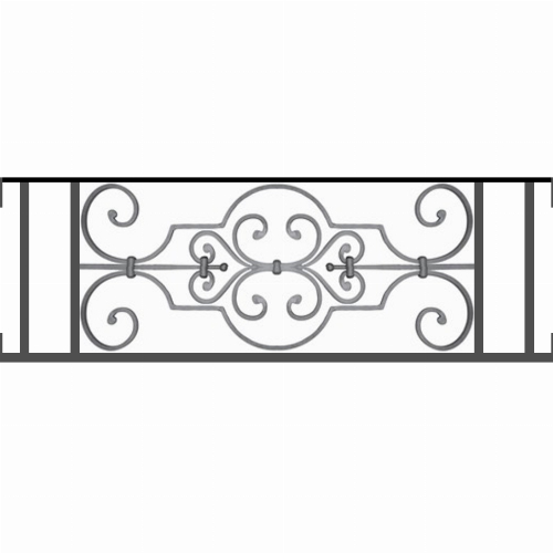 Appui de fenêtre type AF004 à visser dans votre tableau de fenêtre. Longueur finie de 940mm et Hauteur finie de 314mm. Convient pour les tableaux de fenêtre de 940mm. Main courante laminée de 940mm de long en fer forgé sur le dessus. Motif au centre de 670mm de long par 290mm de haut. Le reste de la structure est en tube acier carré de 16mm de section.