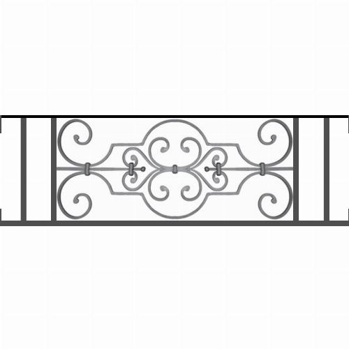 Appui de fenêtre type AF004 à visser dans votre tableau de fenêtre. Longueur finie de 990mm et Hauteur finie de 314mm. Convient pour les tableaux de fenêtre de 990mm. Main courante laminée de 990mm de long en fer forgé sur le dessus. Motif au centre de 670mm de long par 290mm de haut. Le reste de la structure est en tube acier carré de 16mm de section.