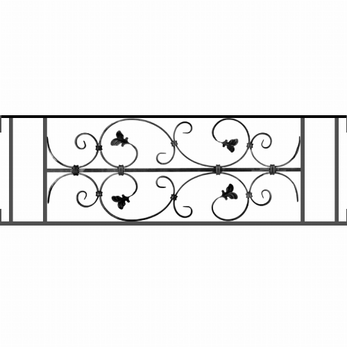 Appui de fenêtre type AF005 à visser dans votre tableau de fenêtre. Longueur finie de 1040mm et Hauteur finie de 310mm. Convient pour les tableaux de fenêtre de 1040mm. Main courante laminée de 1040mm de long en fer forgé sur le dessus. Motif au centre de 760mm de long par 290mm de haut. Le reste de la structure est en acier carré plein de 12mm de section.