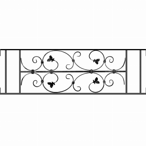 Appui de fenêtre type AF005 à visser dans votre tableau de fenêtre. Longueur finie de 1060mm et Hauteur finie de 310mm. Convient pour les tableaux de fenêtre de 1060mm. Main courante laminée de 1060mm de long en fer forgé sur le dessus. Motif au centre de 760mm de long par 290mm de haut. Le reste de la structure est en acier carré plein de 12mm de section.