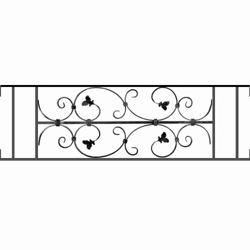 Appui de fenêtre type AF005 à visser dans votre tableau de fenêtre. Longueur finie de 1090mm et Hauteur finie de 310mm. Convient pour les tableaux de fenêtre de 1090mm. Main courante laminée de 1090mm de long en fer forgé sur le dessus. Motif au centre de 760mm de long par 290mm de haut. Le reste de la structure est en acier carré plein de 12mm de section.