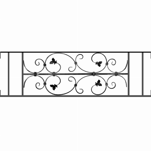 Appui de fenêtre type AF005 à visser dans votre tableau de fenêtre. Longueur finie de 1100mm et Hauteur finie de 310mm. Convient pour les tableaux de fenêtre de 1100mm. Main courante laminée de 1100mm de long en fer forgé sur le dessus. Motif au centre de 760mm de long par 290mm de haut. Le reste de la structure est en acier carré plein de 12mm de section.