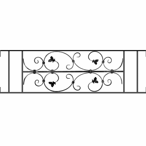 Appui de fenêtre type AF005 à visser dans votre tableau de fenêtre. Longueur finie de 1110mm et Hauteur finie de 310mm. Convient pour les tableaux de fenêtre de 1110mm. Main courante laminée de 1110mm de long en fer forgé sur le dessus. Motif au centre de 760mm de long par 290mm de haut. Le reste de la structure est en acier carré plein de 12mm de section.