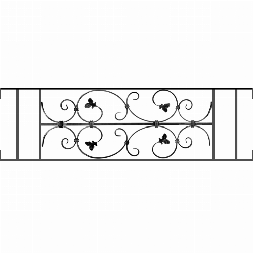Appui de fenêtre type AF005 à visser dans votre tableau de fenêtre. Longueur finie de 1130mm et Hauteur finie de 310mm. Convient pour les tableaux de fenêtre de 1130mm. Main courante laminée de 1130mm de long en fer forgé sur le dessus. Motif au centre de 760mm de long par 290mm de haut. Le reste de la structure est en acier carré plein de 12mm de section.
