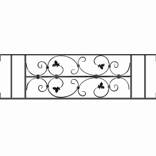 Appui de fenêtre type AF005 à visser dans votre tableau de fenêtre. Longueur finie de 1140mm et Hauteur finie de 310mm. Convient pour les tableaux de fenêtre de 1140mm. Main courante laminée de 1140mm de long en fer forgé sur le dessus. Motif au centre de 760mm de long par 290mm de haut. Le reste de la structure est en acier carré plein de 12mm de section.