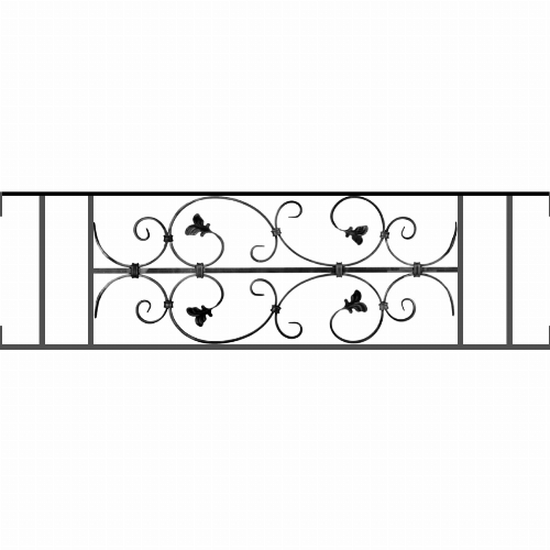 Appui de fenêtre type AF005 à visser dans votre tableau de fenêtre. Longueur finie de 1150mm et Hauteur finie de 310mm. Convient pour les tableaux de fenêtre de 1150mm. Main courante laminée de 1150mm de long en fer forgé sur le dessus. Motif au centre de 760mm de long par 290mm de haut. Le reste de la structure est en acier carré plein de 12mm de section.