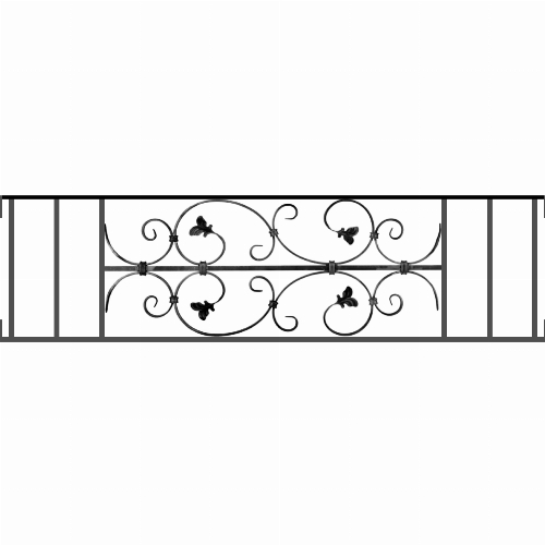 Appui de fenêtre type AF005 à visser dans votre tableau de fenêtre. Longueur finie de 1230mm et Hauteur finie de 310mm. Convient pour les tableaux de fenêtre de 1230mm. Main courante laminée de 1230mm de long en fer forgé sur le dessus. Motif au centre de 760mm de long par 290mm de haut. Le reste de la structure est en acier carré plein de 12mm de section.