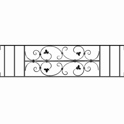 Appui de fenêtre type AF005 à visser dans votre tableau de fenêtre. Longueur finie de 1270mm et Hauteur finie de 310mm. Convient pour les tableaux de fenêtre de 1270mm. Main courante laminée de 1270mm de long en fer forgé sur le dessus. Motif au centre de 760mm de long par 290mm de haut. Le reste de la structure est en acier carré plein de 12mm de section.