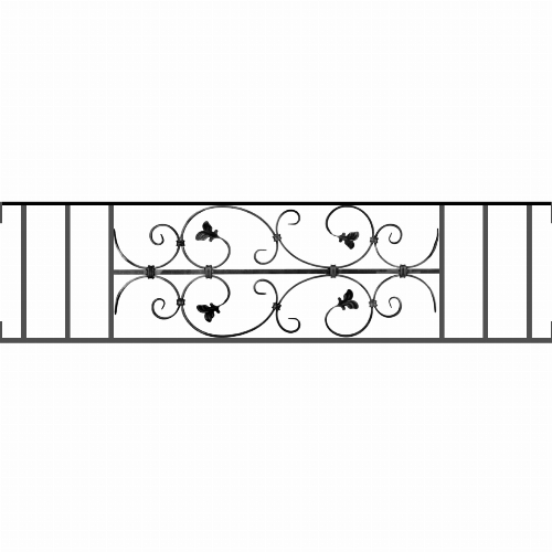 Appui de fenêtre type AF005 à visser dans votre tableau de fenêtre. Longueur finie de 1290mm et Hauteur finie de 310mm. Convient pour les tableaux de fenêtre de 1290mm. Main courante laminée de 1290mm de long en fer forgé sur le dessus. Motif au centre de 760mm de long par 290mm de haut. Le reste de la structure est en acier carré plein de 12mm de section.