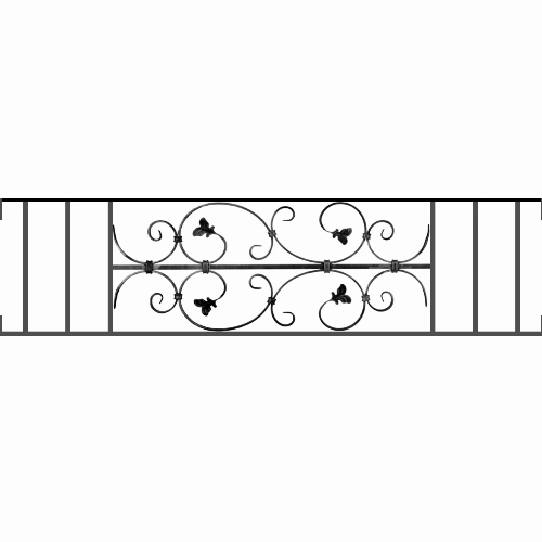 Appui de fenêtre type AF005 à visser dans votre tableau de fenêtre. Longueur finie de 1300mm et Hauteur finie de 310mm. Convient pour les tableaux de fenêtre de 1300mm. Main courante laminée de 1300mm de long en fer forgé sur le dessus. Motif au centre de 760mm de long par 290mm de haut. Le reste de la structure est en acier carré plein de 12mm de section.