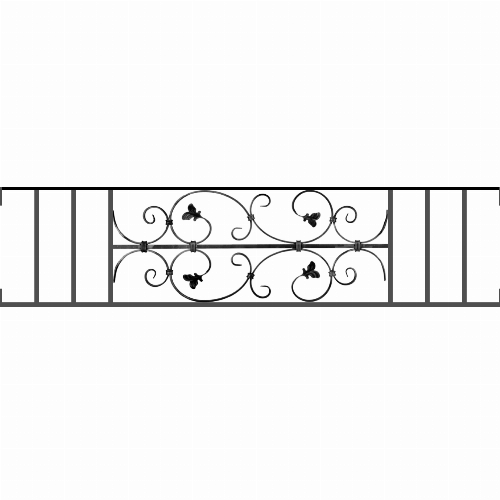 Appui de fenêtre type AF005 à visser dans votre tableau de fenêtre. Longueur finie de 1380mm et Hauteur finie de 310mm. Convient pour les tableaux de fenêtre de 1380mm. Main courante laminée de 1380mm de long en fer forgé sur le dessus. Motif au centre de 760mm de long par 290mm de haut. Le reste de la structure est en acier carré plein de 12mm de section.