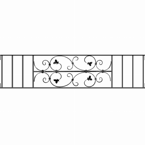 Appui de fenêtre type AF005 à visser dans votre tableau de fenêtre. Longueur finie de 1420mm et Hauteur finie de 310mm. Convient pour les tableaux de fenêtre de 1420mm. Main courante laminée de 1420mm de long en fer forgé sur le dessus. Motif au centre de 760mm de long par 290mm de haut. Le reste de la structure est en acier carré plein de 12mm de section.