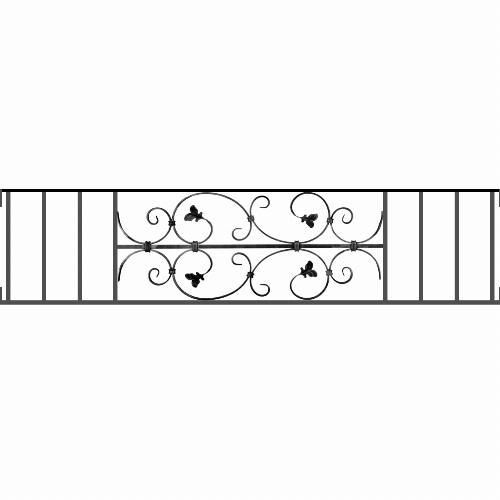 Appui de fenêtre type AF005 à visser dans votre tableau de fenêtre. Longueur finie de 1430mm et Hauteur finie de 310mm. Convient pour les tableaux de fenêtre de 1430mm. Main courante laminée de 1430mm de long en fer forgé sur le dessus. Motif au centre de 760mm de long par 290mm de haut. Le reste de la structure est en acier carré plein de 12mm de section.