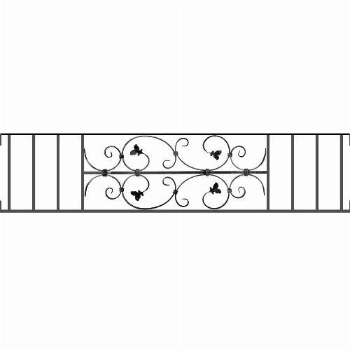 Appui de fenêtre type AF005 à visser dans votre tableau de fenêtre. Longueur finie de 1460mm et Hauteur finie de 310mm. Convient pour les tableaux de fenêtre de 1460mm. Main courante laminée de 1460mm de long en fer forgé sur le dessus. Motif au centre de 760mm de long par 290mm de haut. Le reste de la structure est en acier carré plein de 12mm de section.