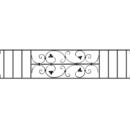 Appui de fenêtre type AF005 à visser dans votre tableau de fenêtre. Longueur finie de 1470mm et Hauteur finie de 310mm. Convient pour les tableaux de fenêtre de 1470mm. Main courante laminée de 1470mm de long en fer forgé sur le dessus. Motif au centre de 760mm de long par 290mm de haut. Le reste de la structure est en acier carré plein de 12mm de section.
