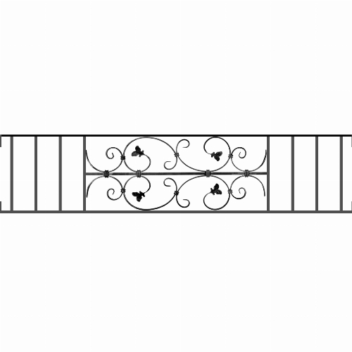 Appui de fenêtre type AF005 à visser dans votre tableau de fenêtre. Longueur finie de 1480mm et Hauteur finie de 310mm. Convient pour les tableaux de fenêtre de 1480mm. Main courante laminée de 1480mm de long en fer forgé sur le dessus. Motif au centre de 760mm de long par 290mm de haut. Le reste de la structure est en acier carré plein de 12mm de section.