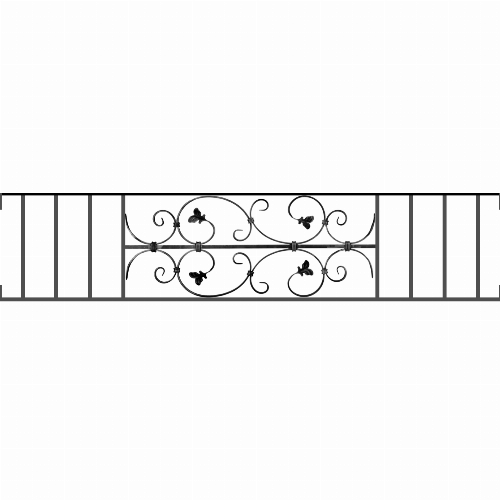 Appui de fenêtre type AF005 à visser dans votre tableau de fenêtre. Longueur finie de 1520mm et Hauteur finie de 310mm. Convient pour les tableaux de fenêtre de 1520mm. Main courante laminée de 1520mm de long en fer forgé sur le dessus. Motif au centre de 760mm de long par 290mm de haut. Le reste de la structure est en acier carré plein de 12mm de section.