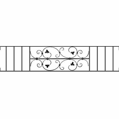 Appui de fenêtre type AF005 à visser dans votre tableau de fenêtre. Longueur finie de 1540mm et Hauteur finie de 310mm. Convient pour les tableaux de fenêtre de 1540mm. Main courante laminée de 1540mm de long en fer forgé sur le dessus. Motif au centre de 760mm de long par 290mm de haut. Le reste de la structure est en acier carré plein de 12mm de section.