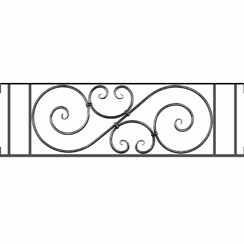 Appui de fenêtre type AF007 à visser dans votre tableau de fenêtre. Longueur finie de 1210mm et Hauteur finie de 367mm. Convient pour les tableaux de fenêtre de 1210mm. Main courante laminée de 1210mm de long en fer forgé sur le dessus. Motif au centre de 900mm de long par 345mm de haut. Le reste de la structure est en acier carré plein de 14mm de section.