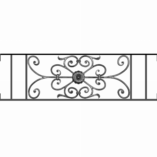 Appui de fenêtre type AF009 à visser dans votre tableau de fenêtre. Longueur finie de 1070mm et Hauteur finie de 320mm. Convient pour les tableaux de fenêtre de 1070mm. Main courante laminée de 1070mm de long en fer forgé sur le dessus. Motif au centre de 700mm de long par 300mm de haut. Le reste de la structure est en acier carré plein de 12mm de section.