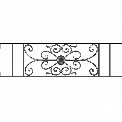 Appui de fenêtre type AF009 à visser dans votre tableau de fenêtre. Longueur finie de 1150mm et Hauteur finie de 320mm. Convient pour les tableaux de fenêtre de 1150mm. Main courante laminée de 1150mm de long en fer forgé sur le dessus. Motif au centre de 700mm de long par 300mm de haut. Le reste de la structure est en acier carré plein de 12mm de section.
