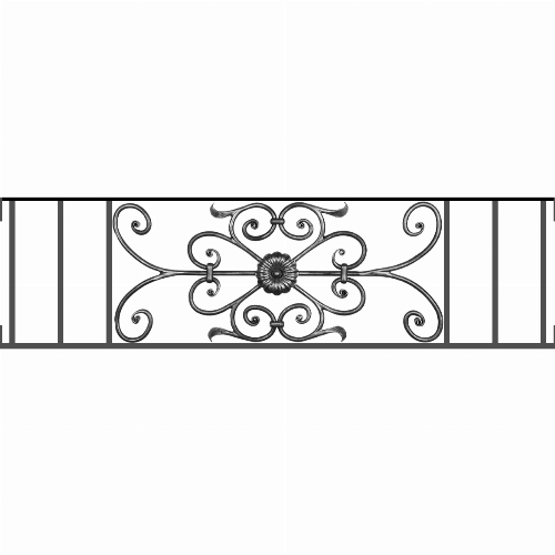 Appui de fenêtre type AF009 à visser dans votre tableau de fenêtre. Longueur finie de 1170mm et Hauteur finie de 320mm. Convient pour les tableaux de fenêtre de 1170mm. Main courante laminée de 1170mm de long en fer forgé sur le dessus. Motif au centre de 700mm de long par 300mm de haut. Le reste de la structure est en acier carré plein de 12mm de section.
