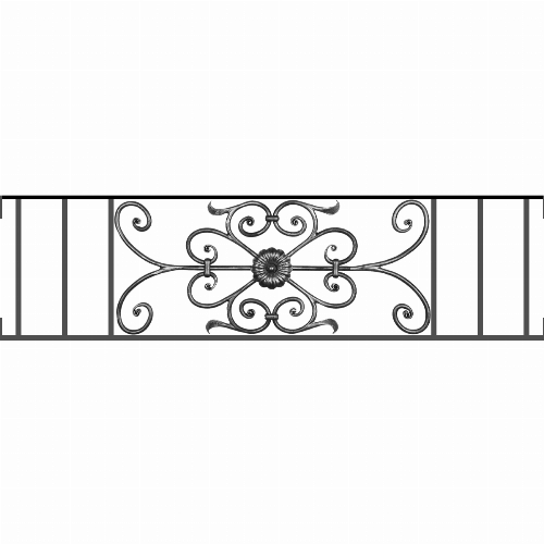 Appui de fenêtre type AF009 à visser dans votre tableau de fenêtre. Longueur finie de 1200mm et Hauteur finie de 320mm. Convient pour les tableaux de fenêtre de 1200mm. Main courante laminée de 1200mm de long en fer forgé sur le dessus. Motif au centre de 700mm de long par 300mm de haut. Le reste de la structure est en acier carré plein de 12mm de section.