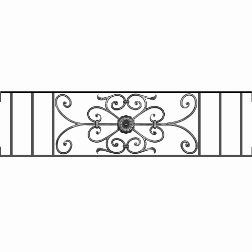 Appui de fenêtre type AF009 à visser dans votre tableau de fenêtre. Longueur finie de 1230mm et Hauteur finie de 320mm. Convient pour les tableaux de fenêtre de 1230mm. Main courante laminée de 1230mm de long en fer forgé sur le dessus. Motif au centre de 700mm de long par 300mm de haut. Le reste de la structure est en acier carré plein de 12mm de section.