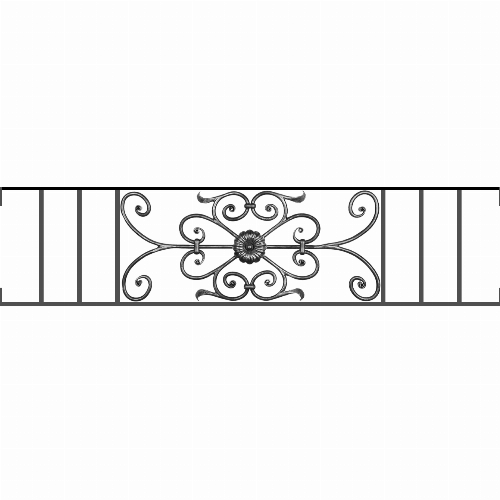 Appui de fenêtre type AF009 à visser dans votre tableau de fenêtre. Longueur finie de 1340mm et Hauteur finie de 320mm. Convient pour les tableaux de fenêtre de 1340mm. Main courante laminée de 1340mm de long en fer forgé sur le dessus. Motif au centre de 700mm de long par 300mm de haut. Le reste de la structure est en acier carré plein de 12mm de section.