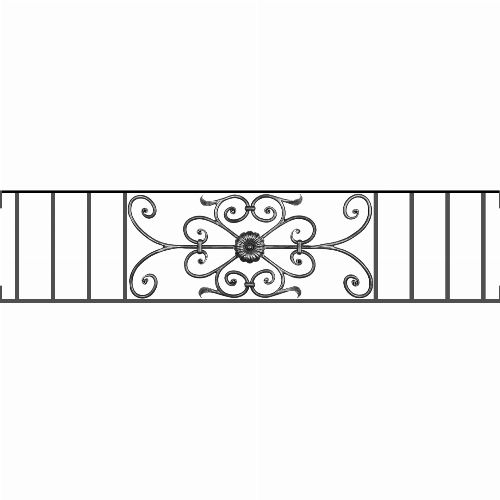 Appui de fenêtre type AF009 à visser dans votre tableau de fenêtre. Longueur finie de 1420mm et Hauteur finie de 320mm. Convient pour les tableaux de fenêtre de 1420mm. Main courante laminée de 1420mm de long en fer forgé sur le dessus. Motif au centre de 700mm de long par 300mm de haut. Le reste de la structure est en acier carré plein de 12mm de section.