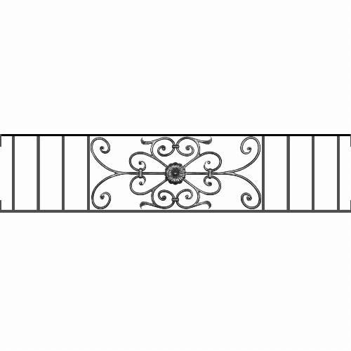 Appui de fenêtre type AF009 à visser dans votre tableau de fenêtre. Longueur finie de 1430mm et Hauteur finie de 320mm. Convient pour les tableaux de fenêtre de 1430mm. Main courante laminée de 1430mm de long en fer forgé sur le dessus. Motif au centre de 700mm de long par 300mm de haut. Le reste de la structure est en acier carré plein de 12mm de section.