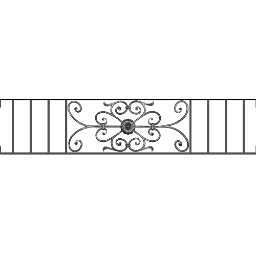 Appui de fenêtre type AF009 à visser dans votre tableau de fenêtre. Longueur finie de 1470mm et Hauteur finie de 320mm. Convient pour les tableaux de fenêtre de 1470mm. Main courante laminée de 1470mm de long en fer forgé sur le dessus. Motif au centre de 700mm de long par 300mm de haut. Le reste de la structure est en acier carré plein de 12mm de section.