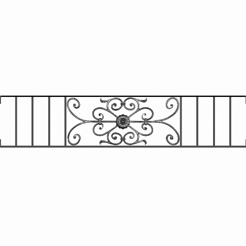 Appui de fenêtre type AF009 à visser dans votre tableau de fenêtre. Longueur finie de 1520mm et Hauteur finie de 320mm. Convient pour les tableaux de fenêtre de 1520mm. Main courante laminée de 1520mm de long en fer forgé sur le dessus. Motif au centre de 700mm de long par 300mm de haut. Le reste de la structure est en acier carré plein de 12mm de section.