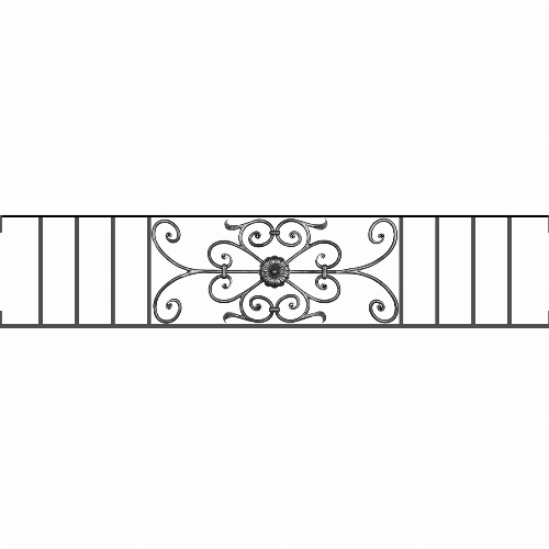 Appui de fenêtre type AF009 à visser dans votre tableau de fenêtre. Longueur finie de 1550mm et Hauteur finie de 320mm. Convient pour les tableaux de fenêtre de 1550mm. Main courante laminée de 1550mm de long en fer forgé sur le dessus. Motif au centre de 700mm de long par 300mm de haut. Le reste de la structure est en acier carré plein de 12mm de section.