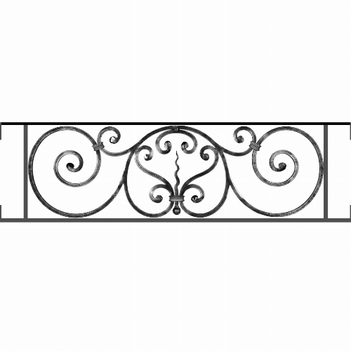 Appui de fenêtre type AF011 à visser dans votre tableau de fenêtre. Longueur finie de 1020mm et Hauteur finie de 290mm. Convient pour les tableaux de fenêtre de 1020mm. Main courante laminée de 1020mm de long en fer forgé sur le dessus. Motif au centre de 860mm de long par 270mm de haut. Le reste de la structure est en acier carré plein de 12mm de section.