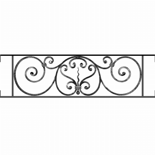 Appui de fenêtre type AF011 à visser dans votre tableau de fenêtre. Longueur finie de 1040mm et Hauteur finie de 290mm. Convient pour les tableaux de fenêtre de 1040mm. Main courante laminée de 1040mm de long en fer forgé sur le dessus. Motif au centre de 860mm de long par 270mm de haut. Le reste de la structure est en acier carré plein de 12mm de section.