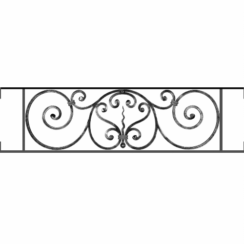 Appui de fenêtre type AF011 à visser dans votre tableau de fenêtre. Longueur finie de 1080mm et Hauteur finie de 290mm. Convient pour les tableaux de fenêtre de 1080mm. Main courante laminée de 1080mm de long en fer forgé sur le dessus. Motif au centre de 860mm de long par 270mm de haut. Le reste de la structure est en acier carré plein de 12mm de section.