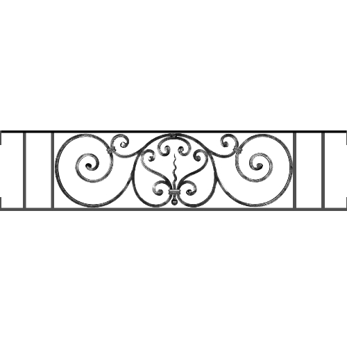 Appui de fenêtre type AF011 à visser dans votre tableau de fenêtre. Longueur finie de 1250mm et Hauteur finie de 290mm. Convient pour les tableaux de fenêtre de 1250mm. Main courante laminée de 1250mm de long en fer forgé sur le dessus. Motif au centre de 860mm de long par 270mm de haut. Le reste de la structure est en acier carré plein de 12mm de section.
