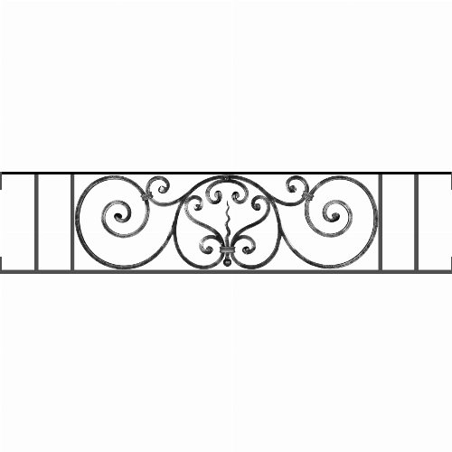 Appui de fenêtre type AF011 à visser dans votre tableau de fenêtre. Longueur finie de 1280mm et Hauteur finie de 290mm. Convient pour les tableaux de fenêtre de 1280mm. Main courante laminée de 1280mm de long en fer forgé sur le dessus. Motif au centre de 860mm de long par 270mm de haut. Le reste de la structure est en acier carré plein de 12mm de section.