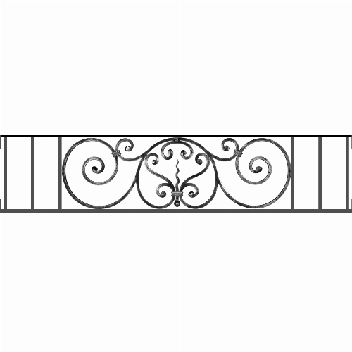 Appui de fenêtre type AF011 à visser dans votre tableau de fenêtre. Longueur finie de 1320mm et Hauteur finie de 290mm. Convient pour les tableaux de fenêtre de 1320mm. Main courante laminée de 1320mm de long en fer forgé sur le dessus. Motif au centre de 860mm de long par 270mm de haut. Le reste de la structure est en acier carré plein de 12mm de section.