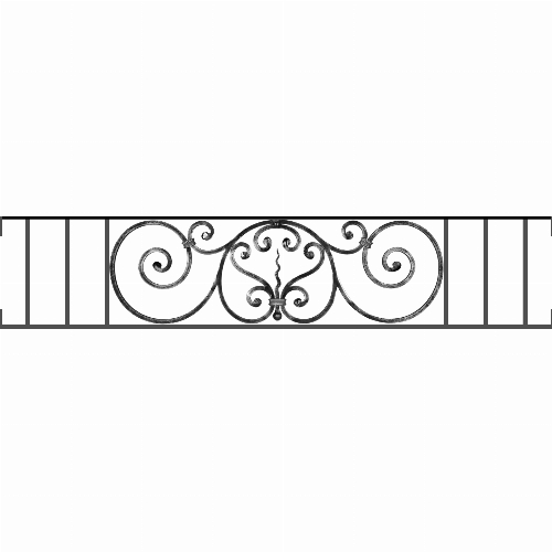 Appui de fenêtre type AF011 à visser dans votre tableau de fenêtre. Longueur finie de 1420mm et Hauteur finie de 290mm. Convient pour les tableaux de fenêtre de 1420mm. Main courante laminée de 1420mm de long en fer forgé sur le dessus. Motif au centre de 860mm de long par 270mm de haut. Le reste de la structure est en acier carré plein de 12mm de section.