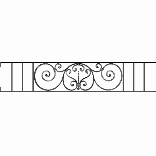 Appui de fenêtre type AF011 à visser dans votre tableau de fenêtre. Longueur finie de 1510mm et Hauteur finie de 290mm. Convient pour les tableaux de fenêtre de 1510mm. Main courante laminée de 1510mm de long en fer forgé sur le dessus. Motif au centre de 860mm de long par 270mm de haut. Le reste de la structure est en acier carré plein de 12mm de section.