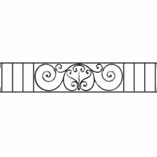Appui de fenêtre type AF011 à visser dans votre tableau de fenêtre. Longueur finie de 1520mm et Hauteur finie de 290mm. Convient pour les tableaux de fenêtre de 1520mm. Main courante laminée de 1520mm de long en fer forgé sur le dessus. Motif au centre de 860mm de long par 270mm de haut. Le reste de la structure est en acier carré plein de 12mm de section.
